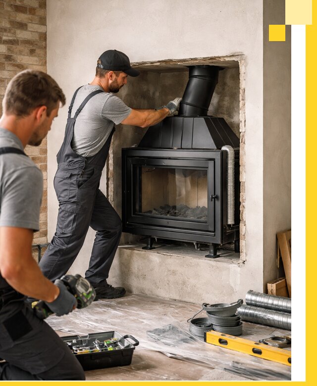 Установка каминных топок в Бердске: монтаж, подключение