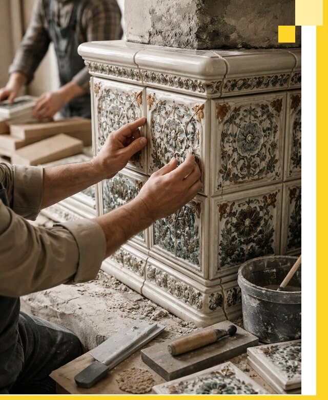 Изразцовые камины под ключ в Бердске: проект и монтаж