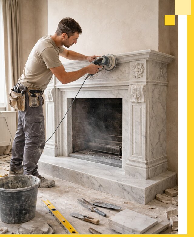 Изготовление и установка мраморных каминов в Бердске под ключ