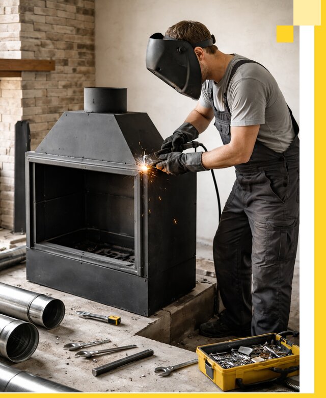 Продажа и установка металлических каминов в Бердске под ключ