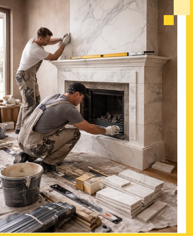 Отделка каминов в Бердске качественные облицовочные работы