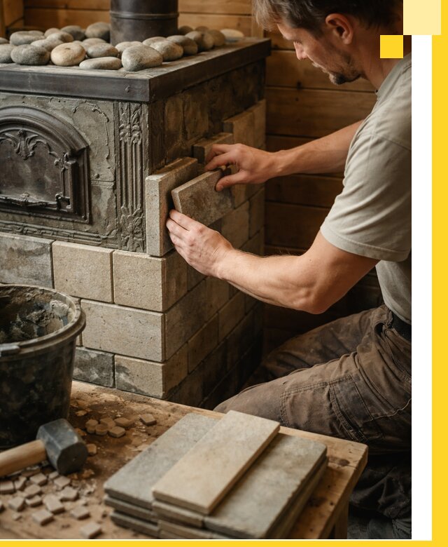 Облицовка банных печей в Бердске профессиональная отделка