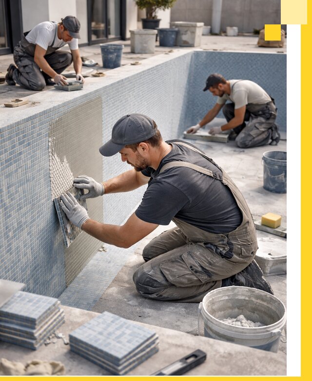 Облицовка бассейнов в Бердске плитка мозаика гидроизоляция