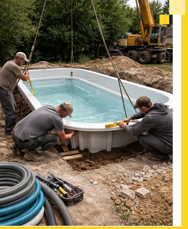 Установка и монтаж композитных бассейнов под ключ в Бердске