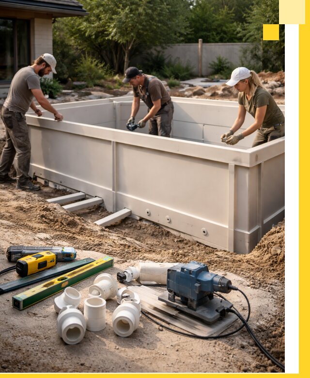 Установка полипропиленовых бассейнов под ключ в Бердске