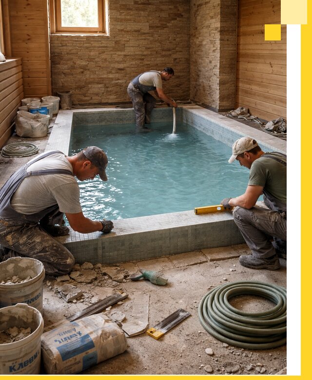 Проектирование и строительство бассейнов для бани в Бердске