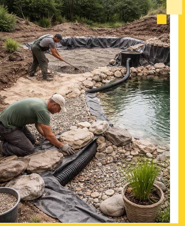 Строительство природных бассейнов и озер в Бердске под ключ