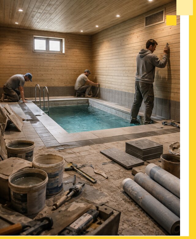 Строительство бани с бассейном и сауной под ключ в Бердске