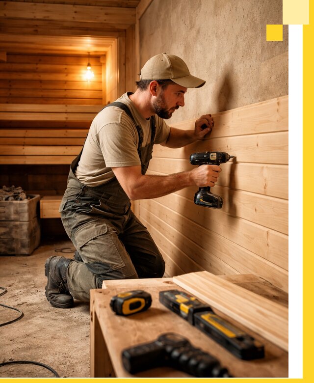 Профессиональная внутренняя отделка бани в Бердске под ключ