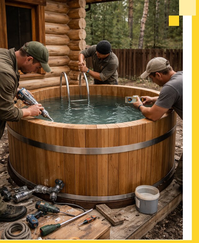 Строительство бань с купелью под ключ и отделкой в Бердске