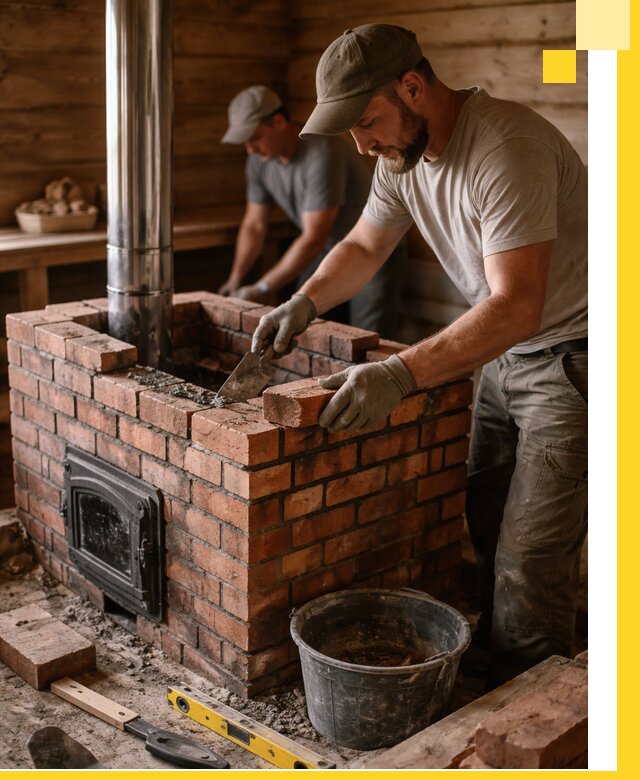 Кирпичные печи для бани под ключ в Бердске, проект и монтаж