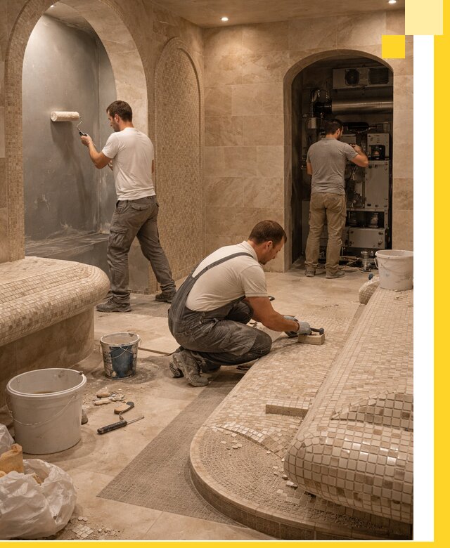 Строительство бани с хамамом и бассейном под ключ в Бердске