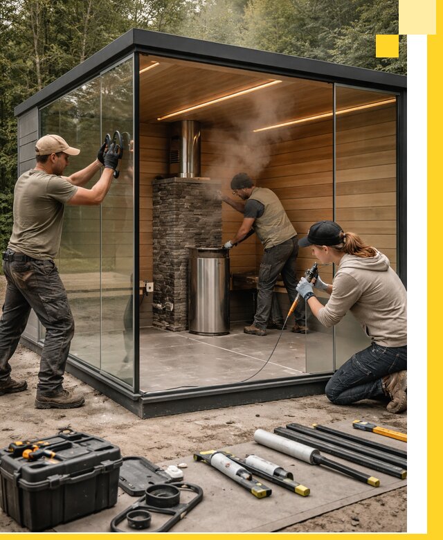 Проектирование и строительство стеклянных бань в Бердске