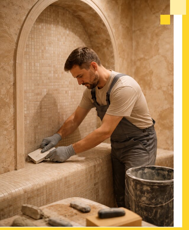 Профессиональная отделка хамамов с мозаикой под ключ в Бердске