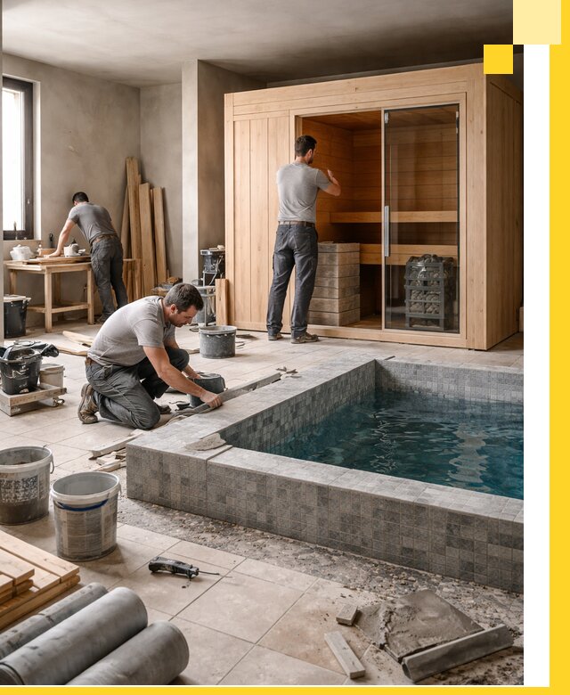 SPA зоны под ключ с бассейном сауной и печью в Бердске